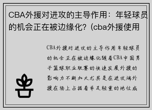 CBA外援对进攻的主导作用：年轻球员的机会正在被边缘化？(cba外援使用新规则)